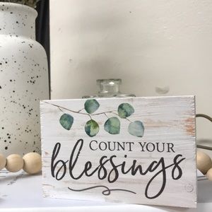 “Count your blessings” Block of wood Decor
